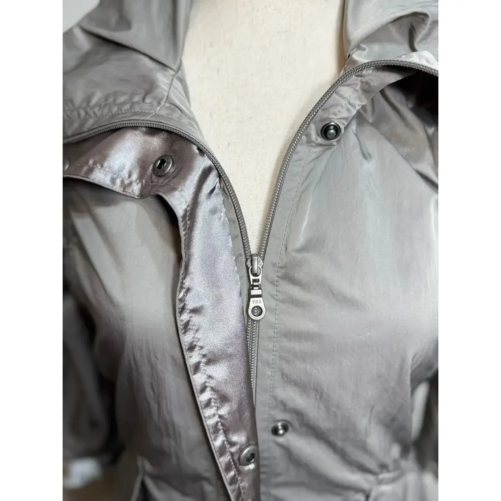 Chico's Zenergy jacket 3/4 sleeve zip collar pockets silver gray long Sz 0 US S